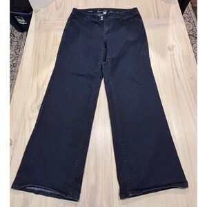 Lane Bryant Dark Wash Denim Wide Leg Trouser Jeans Womens Size 16 Stretch